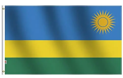 Double Sided Rwanda Flag 3x5Ft New, 100D Polyester For Moderate Outdoor Indoor,The Republic of Rwanda Flags House Decoration Yard Garden Gift Banner 