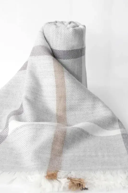 Double Sided Shawl Shawl03-a3-Gray - 3