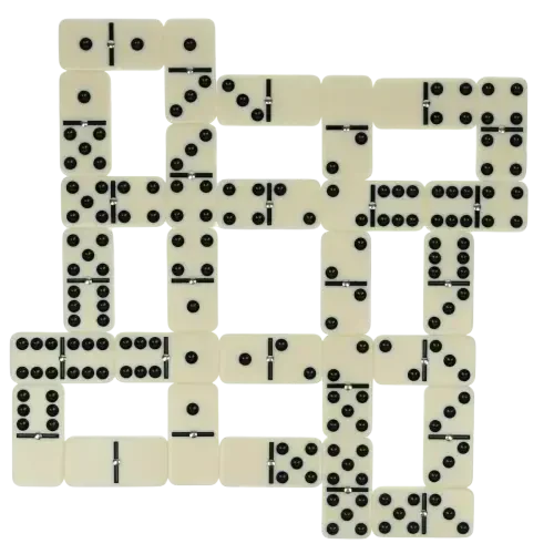 Double Six Dominoes, 28-Piece Set with Wooden Box and Brass Spinner by Dependable Industries Inc. Essentials - 1