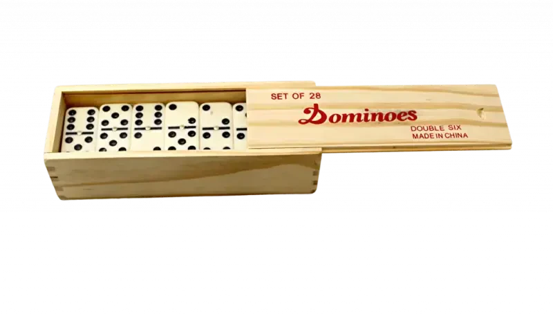 Double Six Dominoes, 28-Piece Set with Wooden Box and Brass Spinner by Dependable Industries Inc. Essentials - 7