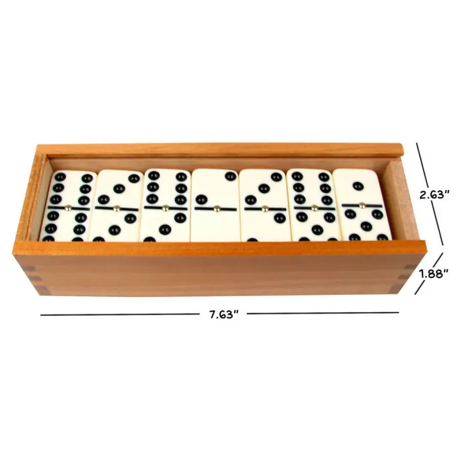 Double Six Dominoes with Wood Case by Hey! Play! (Set of 28) - 2