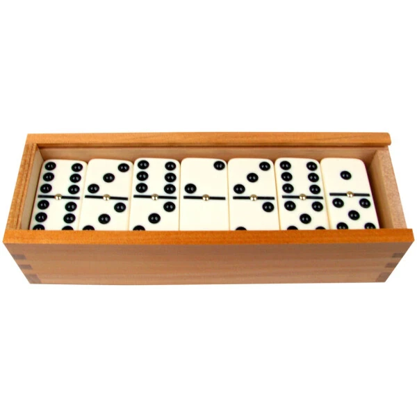 Double Six Dominoes with Wood Case by Hey! Play! (Set of 28) - 5