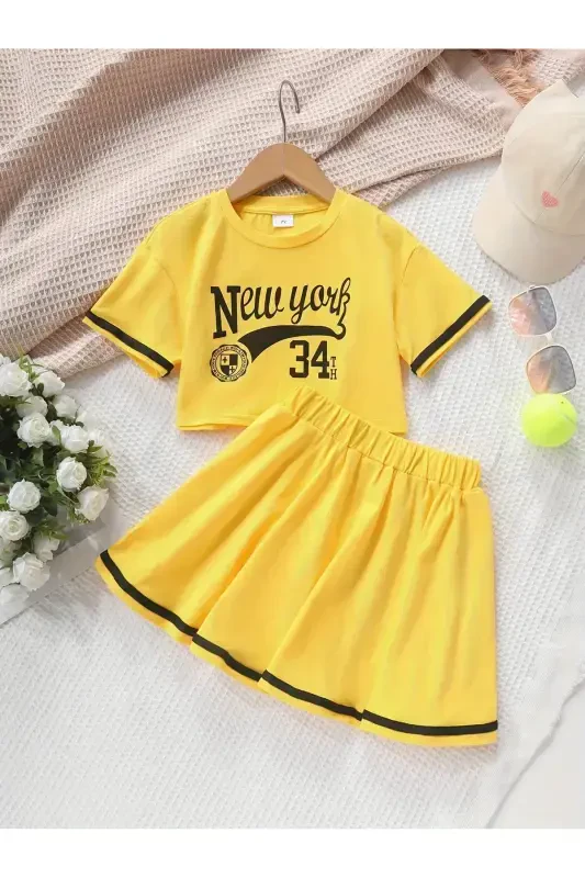 Double Siyah Kız Çocuk Etek Trend ürün-Sarı - 1