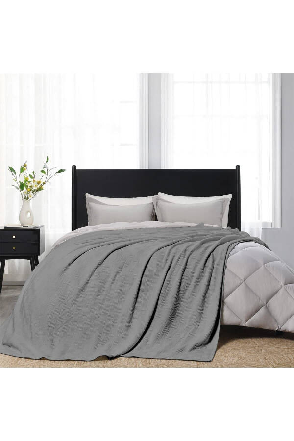 Double Size 100% Cotton Small Checkered Pattern Bedspread Hotel Type Luxury Bedspread White/colored - 2