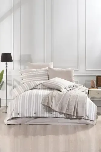 DOUBLE SIZE 4 PIECE PIQUE SET ESTIVO BEIGE-BEIGE - 1