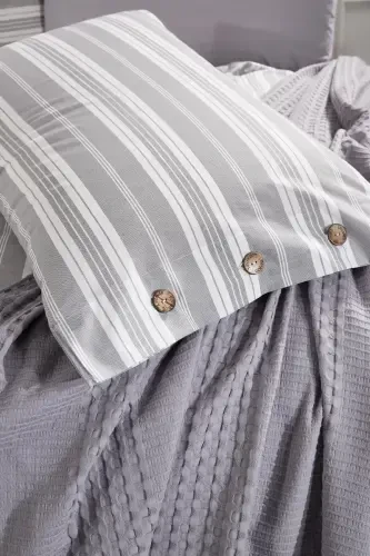 DOUBLE SIZE 4 PIECE PIQUE SET ESTIVO Gray-Gray - Modazone (1)