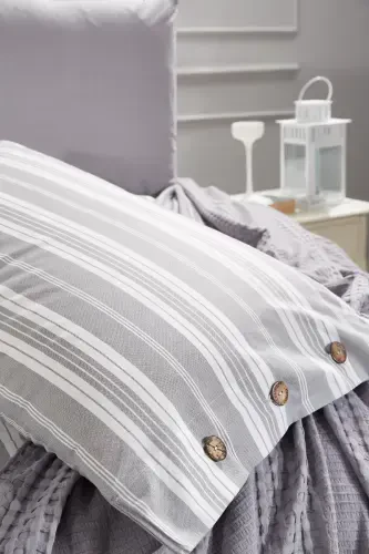 DOUBLE SIZE 4 PIECE PIQUE SET ESTIVO Gray-Gray - 3