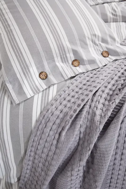 DOUBLE SIZE 4 PIECE PIQUE SET ESTIVO Gray-Gray - 5