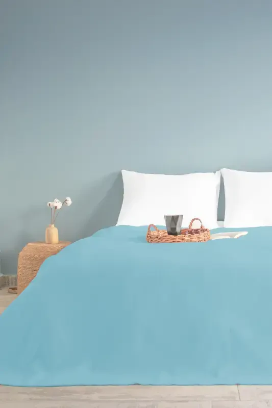 Double Size Blue Checkered Pique. Checkered Hotel Pique 200 X 230-Blue - 1