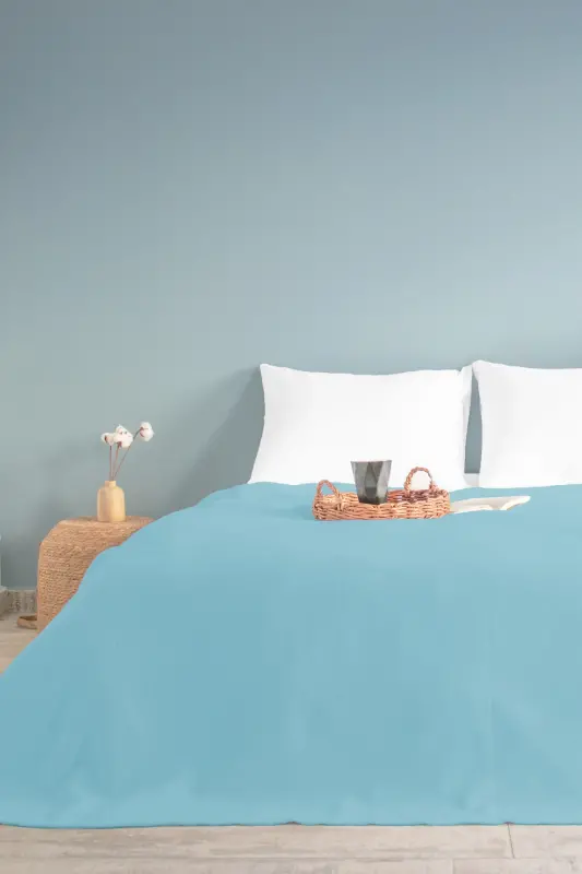 Double Size Blue Checkered Pique. Checkered Hotel Pique 200 X 230-Blue - 1