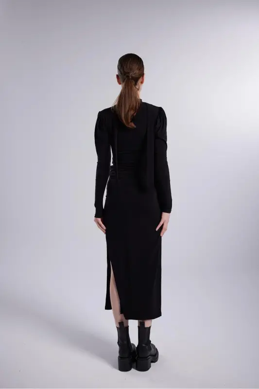 Double Slit Maxi Corset Skirt Black - 4