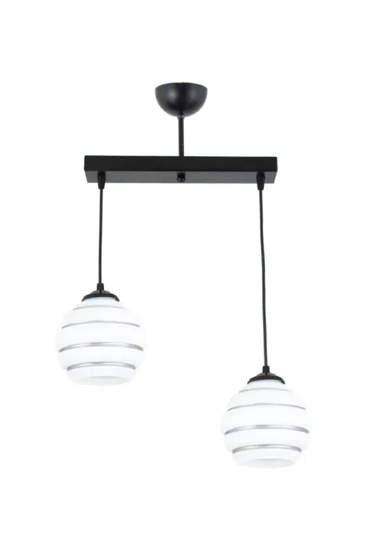 Double Special Striped Glass Model Modern Pendant Chandelier - BLACK_1 - LAMBADAR
