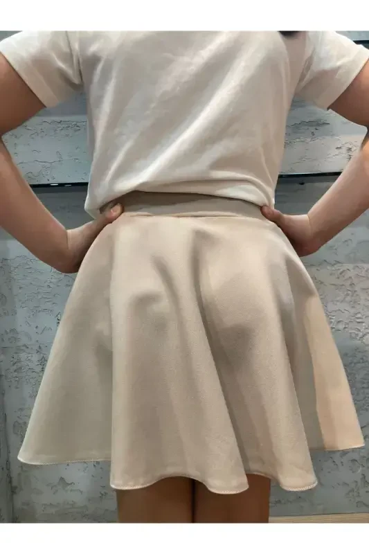 Double Stone Color Plain Skirt-Stone Color - 3