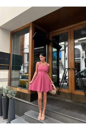 DOUBLE STRAP DRESS-PINK - 1