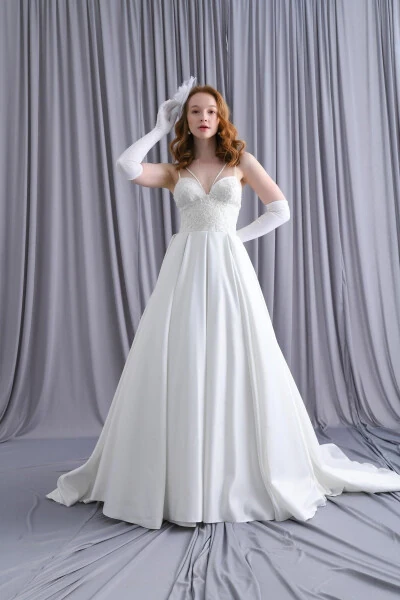 Double Strapped Lace Glove Wedding Dress - TANGÜL&ALI'S MODA EVI