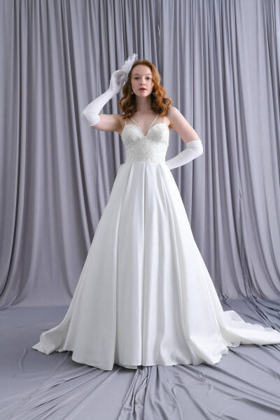 Double Strapped Lace Glove Wedding Dress - TANGÜL&ALI'S MODA EVI