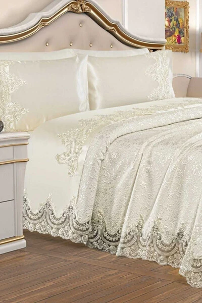 Double Sultan Duvet Set 6 Pieces Cream - DEKOREKO (1)