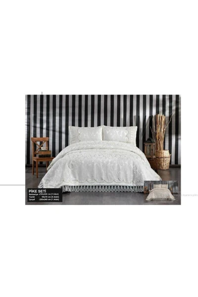 Double Sultan Duvet Set 6 Pieces Cream - DEKOREKO