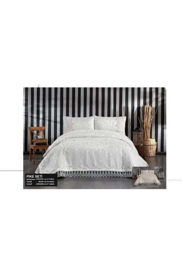 Double Sultan Duvet Set 6 Pieces Cream - 1