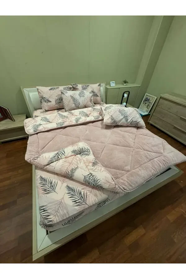 Double Welsoft Puffy Bedding Set (With Fitted Sheet) Powder Feather - 3