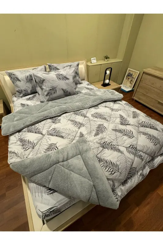 Double Welsoft Puffy Sleep Set (WITH ELASTIC SHEET) Gray Feather - 5