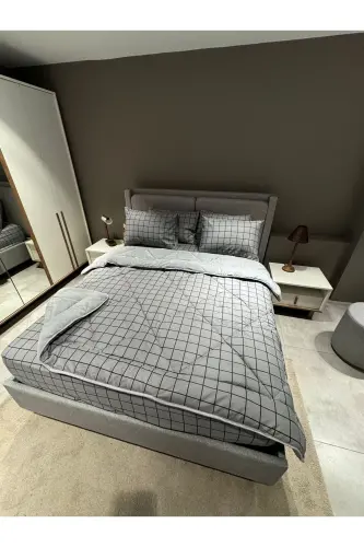 Double Welsoft Puffy Sleep Set (WITH ELASTIC SHEET) Smoky Square - 5