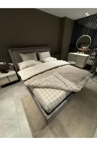 Double Welsoft Puffy Sleeping Set (WITH ELASTIC SHEET) Cream Square - 4