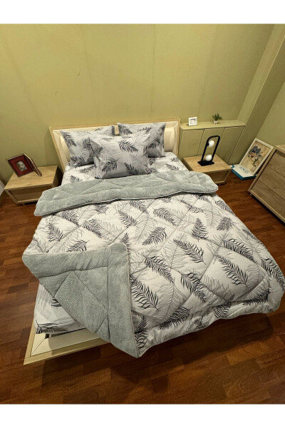 Double Welsoft Puffy Sleeping Set (WITH ELASTIC SHEET) Grey Feather - 3