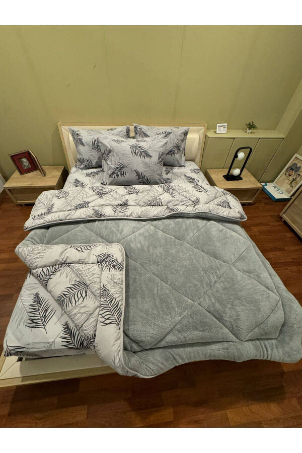 Double Welsoft Puffy Sleeping Set (WITH ELASTIC SHEET) Grey Feather - 6