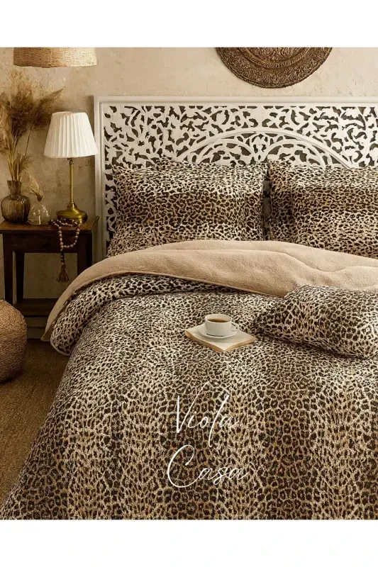 Double Welsoft Puffy Sleeping Set (With Fitted Sheet) Leopard - VIOLACASA