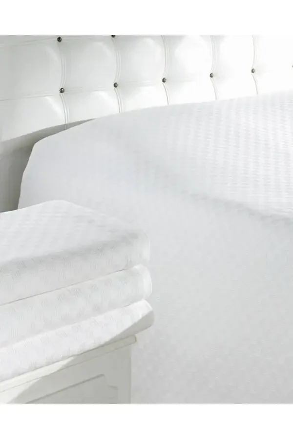 Double White Patterned 100% Cotton Hotel Pike - 200x230 Cm - Soft and Comfortable - 3