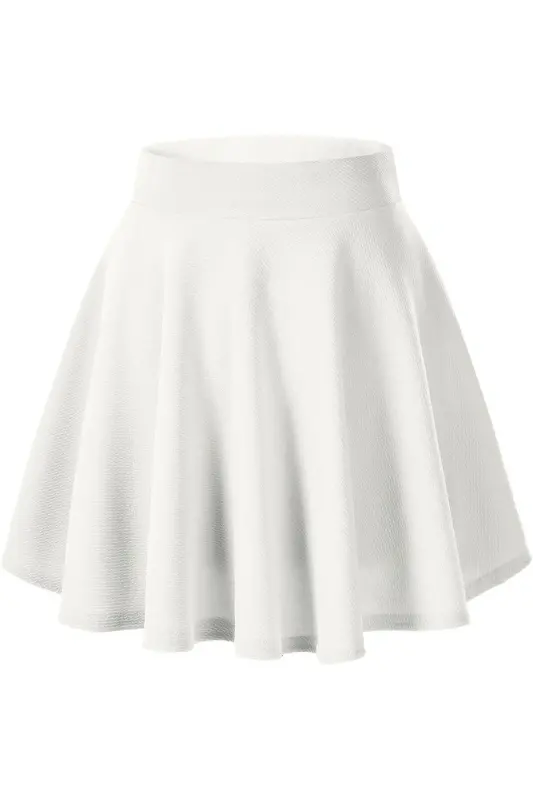 Double White Plain Skirt-White - 2
