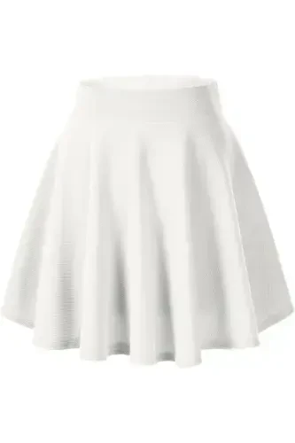 Double White Plain Skirt-White - 1