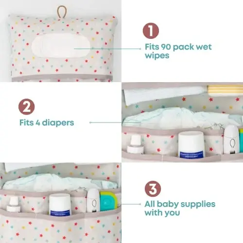 DOUGH Baby Diaper Bag Organizer – Travel-Friendly, Compact & Foldable | Stroller Pouch for Newborn Essentials – Must-Have for Boys & Girls (Dream) - 3