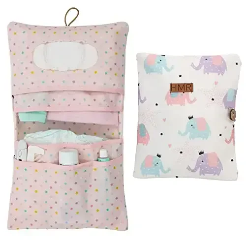 DOUGHBaby Diaper Bag Organizer – Travel-Friendly, Compact & Foldable | Stroller Pouch for Newborn Essentials – Must-Have for Boys & Girls (Elephant) - HAMUR HOME