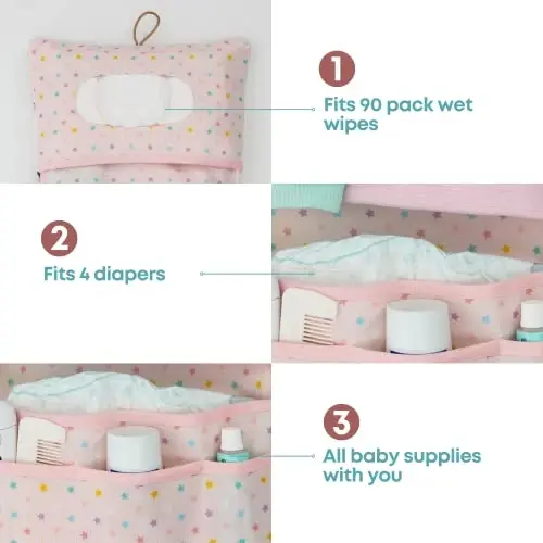 DOUGHBaby Diaper Bag Organizer – Travel-Friendly, Compact & Foldable | Stroller Pouch for Newborn Essentials – Must-Have for Boys & Girls (Elephant) - 5