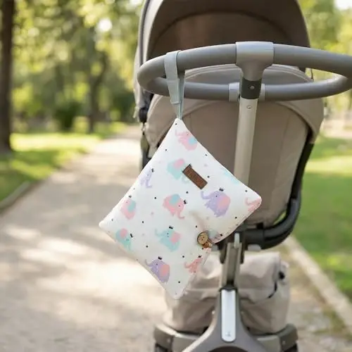 DOUGHBaby Diaper Bag Organizer – Travel-Friendly, Compact & Foldable | Stroller Pouch for Newborn Essentials – Must-Have for Boys & Girls (Elephant) - 3