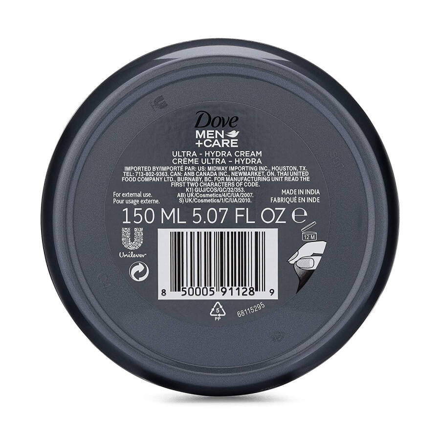 Dove Men+Care Ultra Hydra Cream, Tüm Cilt Tipleri İçin Yüz, El ve Vücut Nemlendirici, Kuru Ciltler İçin, 5.07 oz - 2