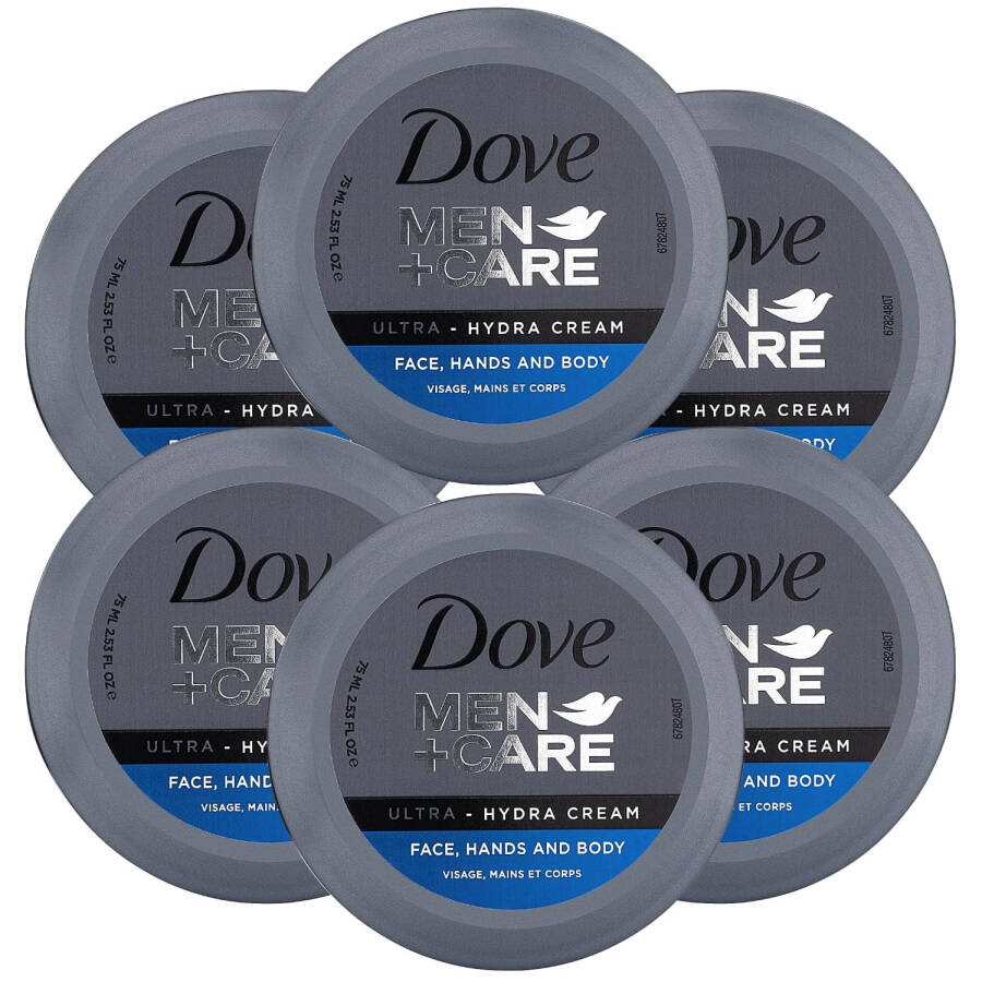 Dove Men+Care Ultra Hydra Cream, Yüz, El ve Vücut Bakımı, Tüm Cilt Tipleri, 6 Adet 2,53 Oz. - 4