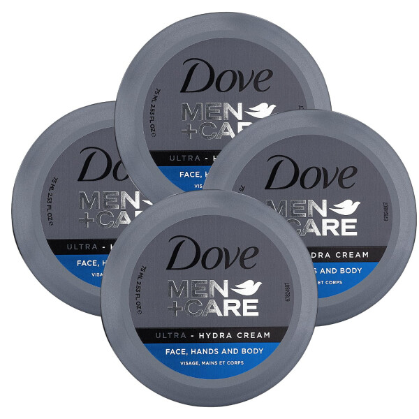 Dove Men+Care Ultra Hydra Krem, Yuz, Qoʻl va Tana parvarishi, Har qanday teri turi uchun, 4 dona 2,53 untsiyali paket - 1