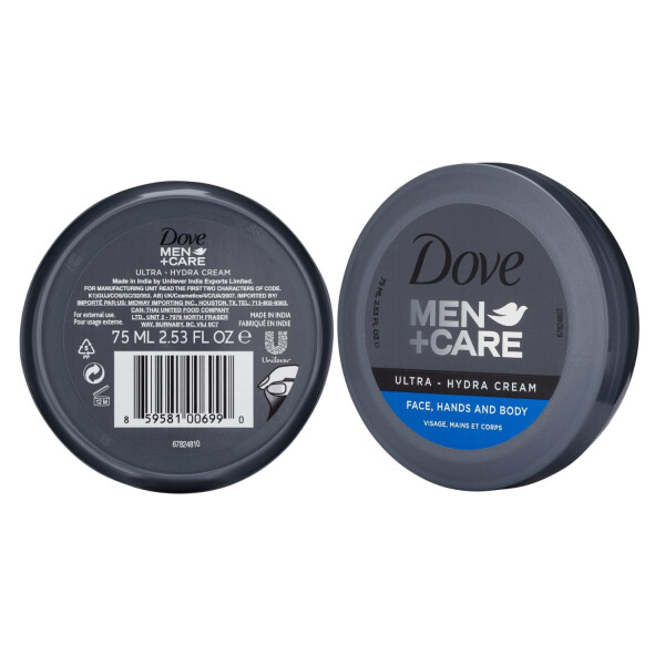 Dove Men+Care Ultra Hydra Nemlendirici Vücut Losyonu, Erkekler İçin 3'ü 1 Arada Gelişmiş Cilt Bakımı, Yüz Kremi, Kuru Ciltler İçin El ve Vücut Losyonu, 75 ml (12'li Paket) - 2