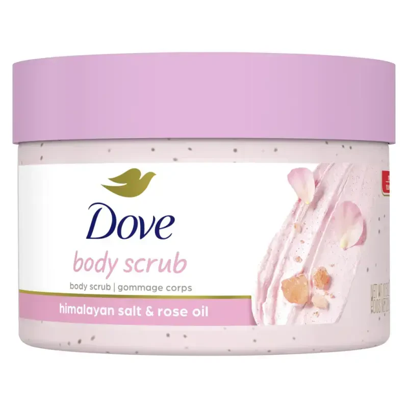 Dove Moisturizing Women's Body Scrub for Visibly Silky-Smooth, Nourished Skin, Himalayan Salt & Rose Oil, 10.5 oz- - DOVE