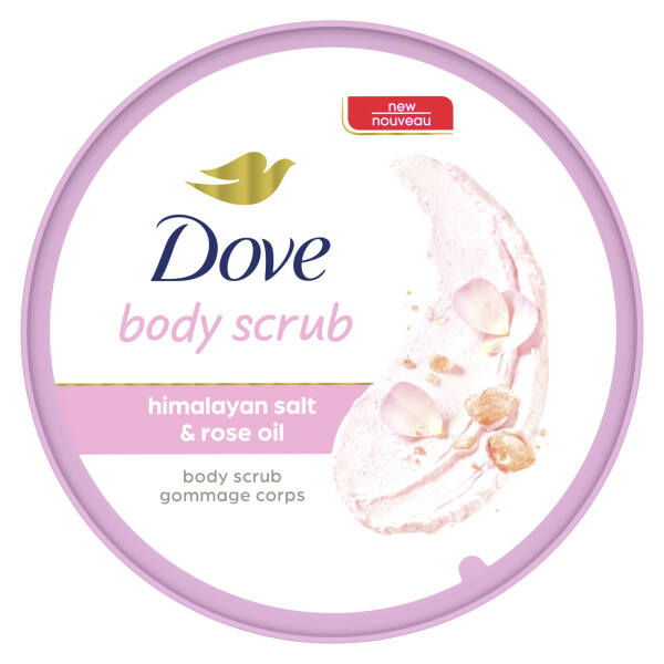 Dove Moisturizing Women's Body Scrub ko'rinadigan ipakdek yumshoq, parvarish qilingan teri uchun, Himolay tuzi va Atirgul moyi, 10,5 untsiya - 7