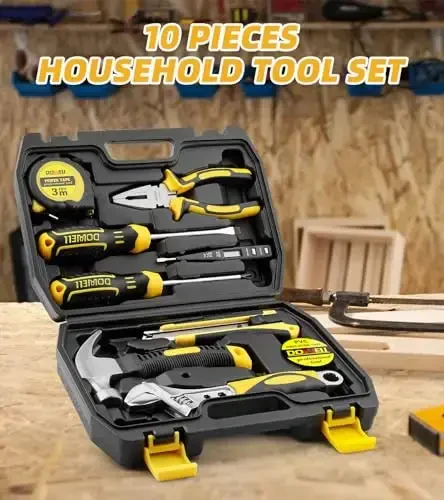 DOWELL 10 Piece Small Tool Kit,Mini Portable Tool Set,Home Repair Hand Tool Kit with Plastic Tool box Storage Case - 3