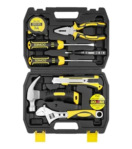 DOWELL 10 Piece Small Tool Kit,Mini Portable Tool Set,Home Repair Hand Tool Kit with Plastic Tool box Storage Case - 2