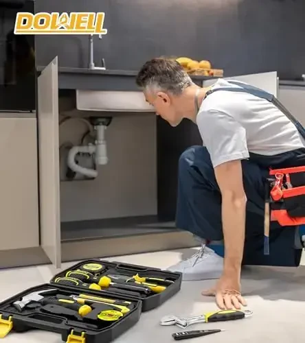 DOWELL 10 qismli kichik asboblar to'plami, mini portativ asboblar to'plami, plastik asboblar qutisi saqlash qutisi bilan uy ta'mirlash qo'l asboblari to'plami - 4