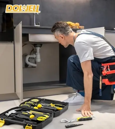 DOWELL 10 qismli kichik asboblar to'plami, mini portativ asboblar to'plami, plastik asboblar qutisi saqlash qutisi bilan uy ta'mirlash qo'l asboblari to'plami - 4