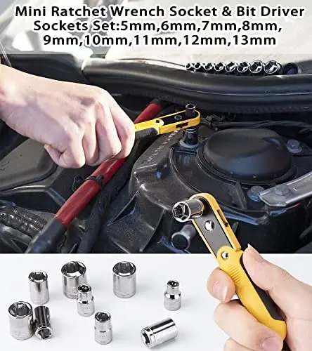 DOWELL Tool Set, Auto Repair Household Tool Kit with Socket, Wrench, Screwdriver, Bits Set and Plastic Toolbox Storage Case, HYT128 (128 Pieces) - 4