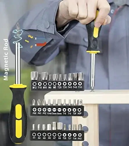 DOWELL Tool Set, Auto Repair Household Tool Kit with Socket, Wrench, Screwdriver, Bits Set and Plastic Toolbox Storage Case, HYT128 (128 Pieces) - 6