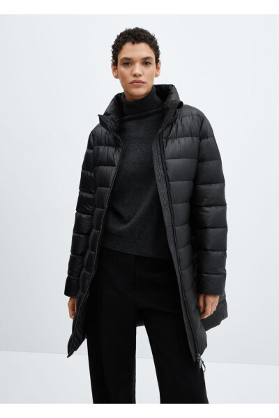 Down-filled water-repellent anorak - Black - MANGO